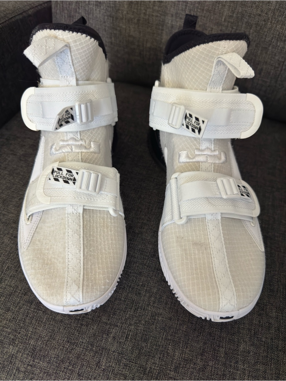 Nike Kids White and Black High-Top Sneakers with Strap - Picture 2 of 5